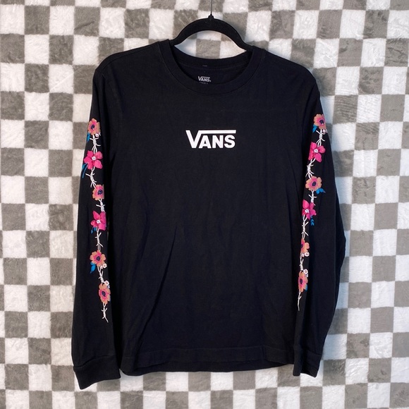 Vans Tops - Vans long sleeve black T-shirt, Barbwire rose flower small s